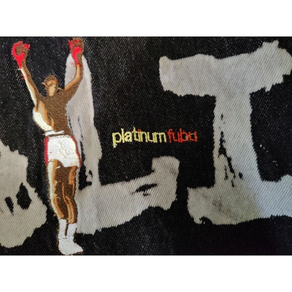 Rare Platinum Fubu Limited Edition Muhammad Ali Black Denim Jacket Large 16-18 - Picture 10 of 10